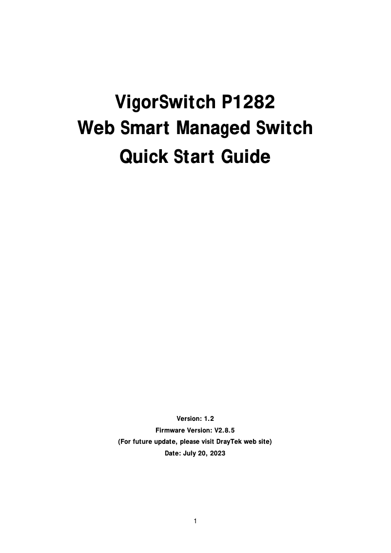 Page n°1 - Guide de démarrage rapide Draytek VigorSwitch P1282