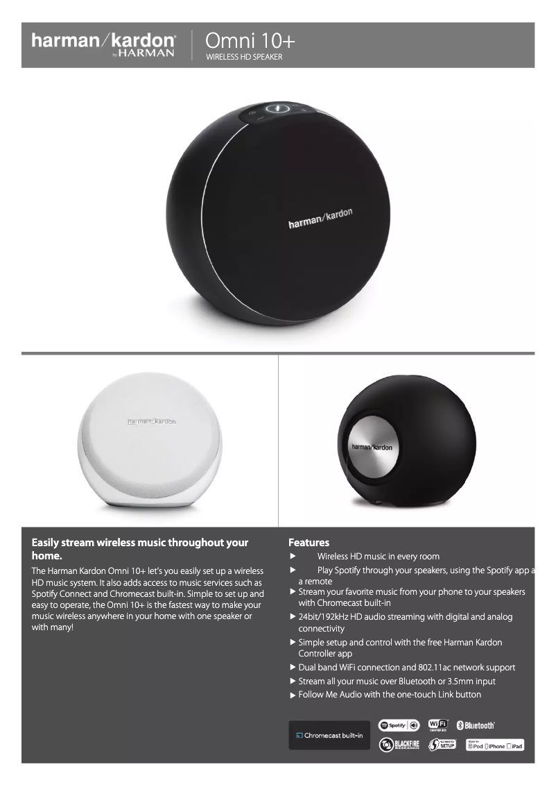 Page 1 de la notice Fiche technique Harman Kardon Omni 10+