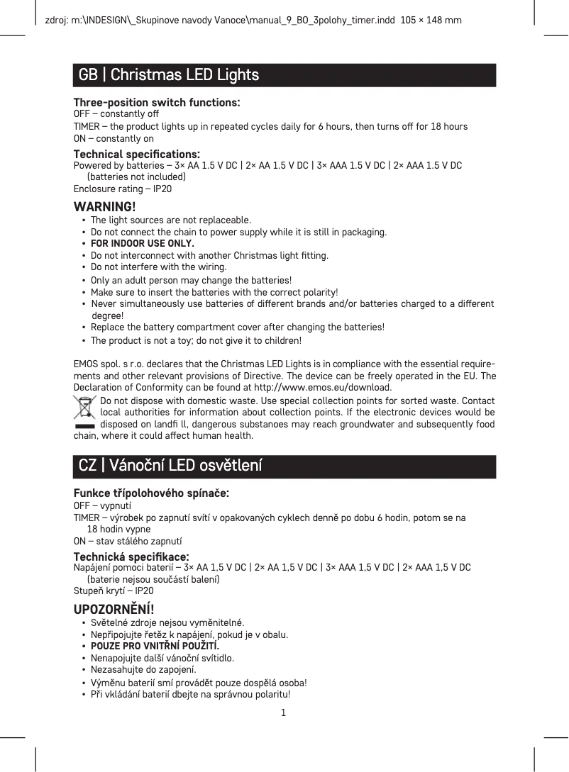 Page 1 de la notice Manuel utilisateur Emos D3AC07