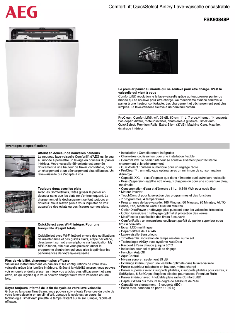 Page n°1 - Fiche technique AEG FSK93848P