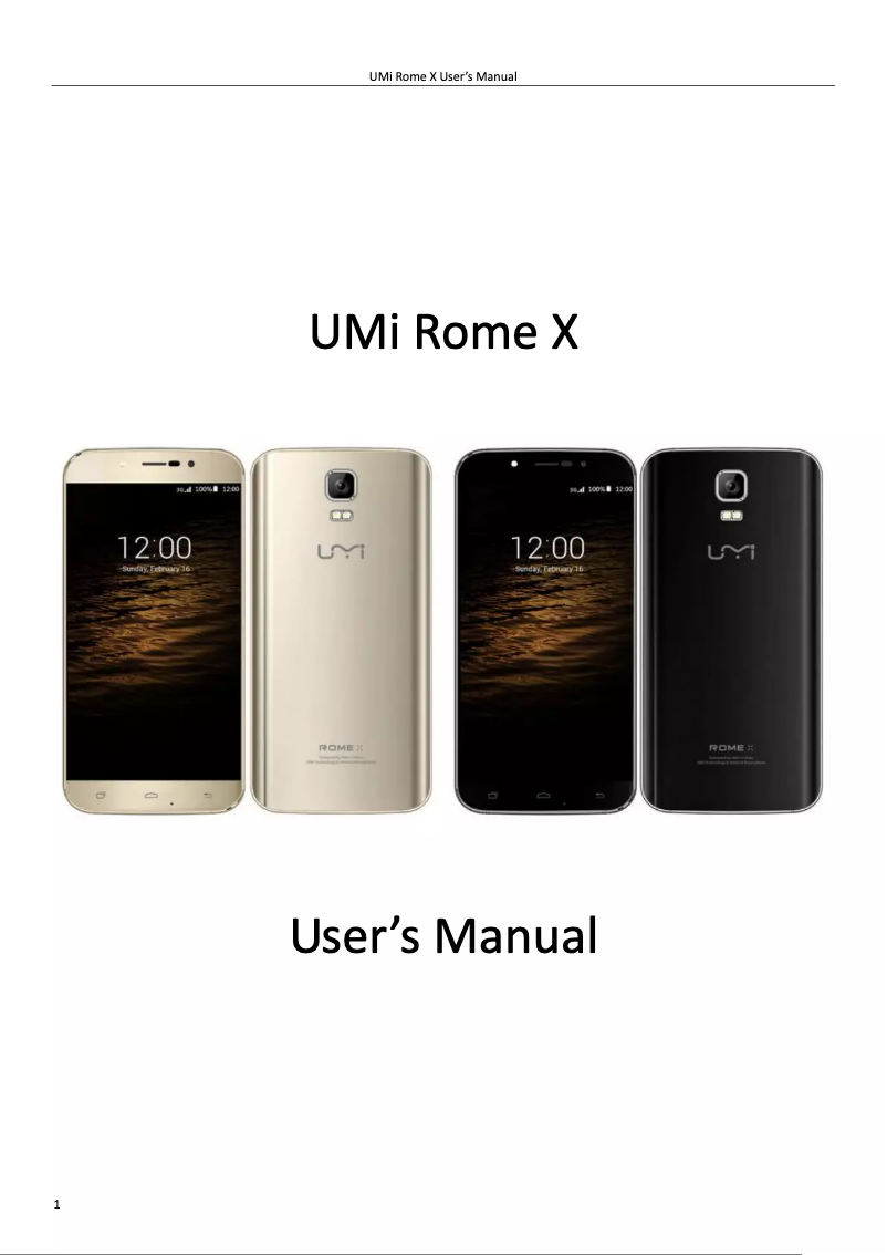 Page n°1 - Manuel utilisateur Umidigi Rome X