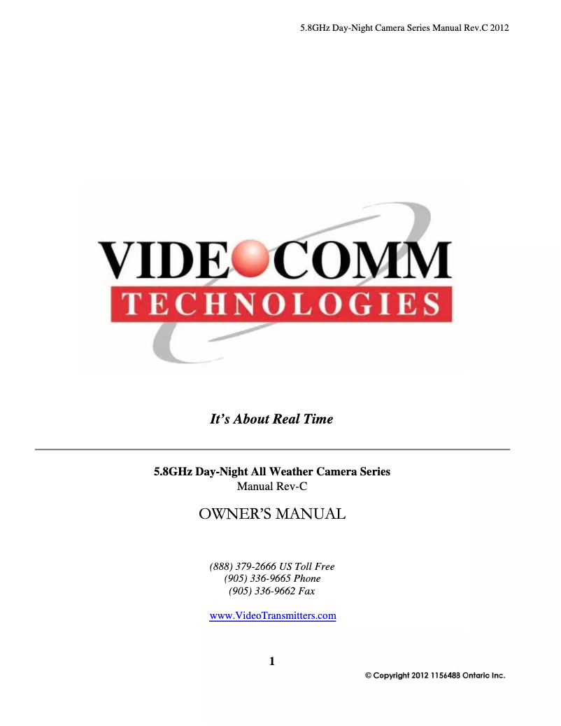Page 1 de la notice Manuel utilisateur VideoComm ZX-580SR240