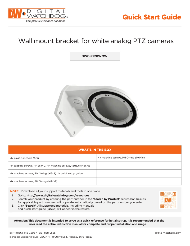 Page n°1 - Manuel utilisateur Digital Watchdog DWC-P220WMW