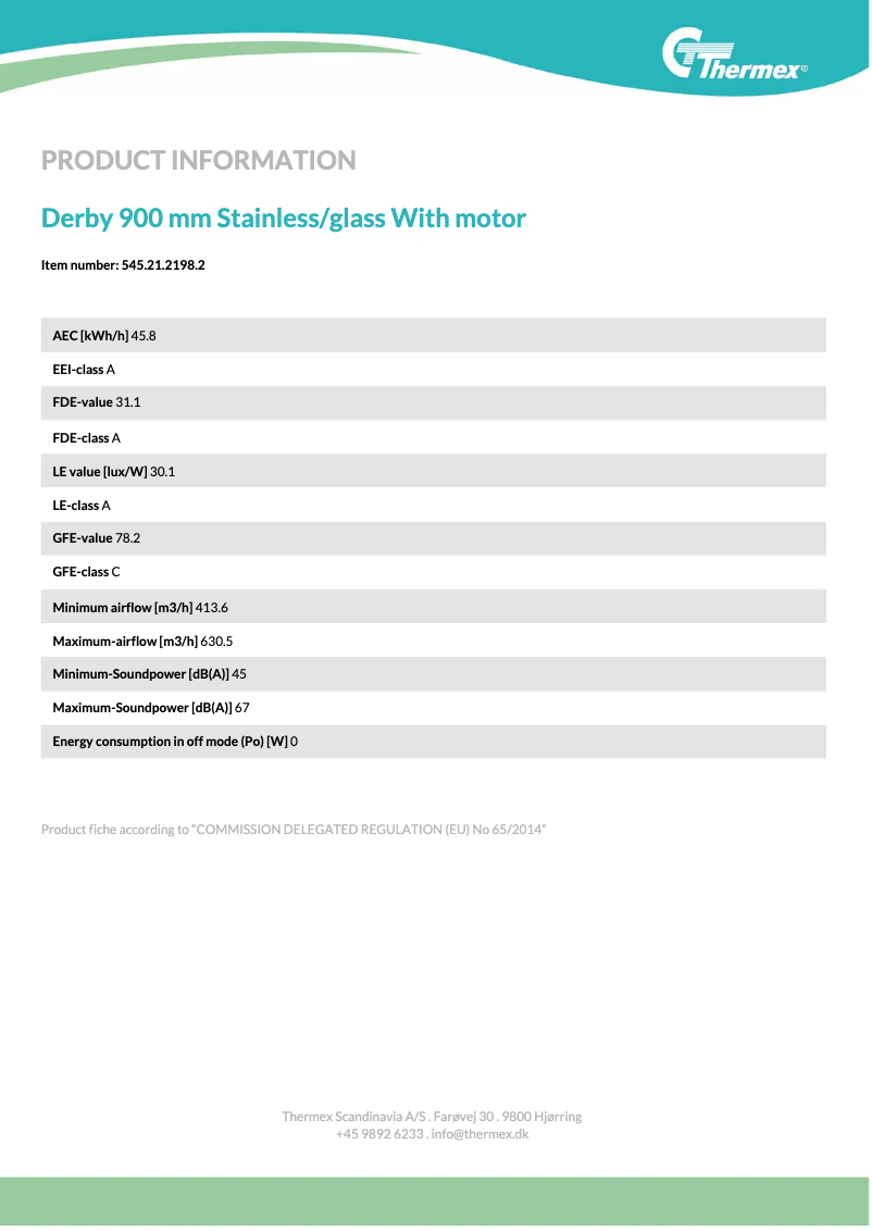 Page 1 de la notice Manuel utilisateur Thermex Derby FH