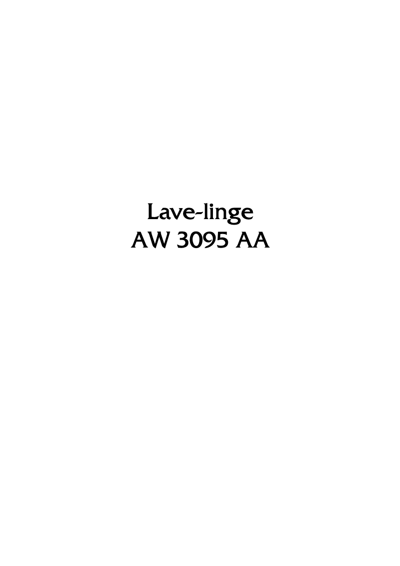 Page n°1 - Manuel utilisateur Arthur Martin-Electrolux AW 3095 AA