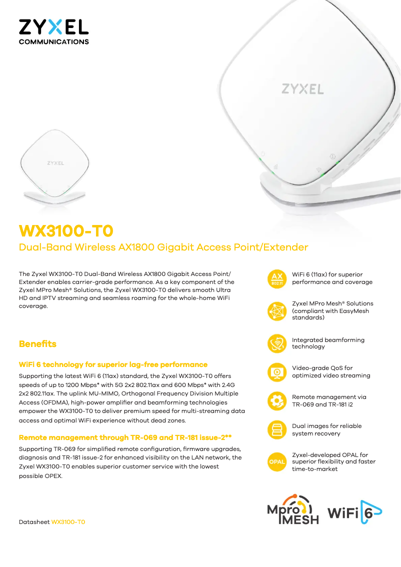 Página 1 del manual Ficha técnica ZyXEL WX3100-T0