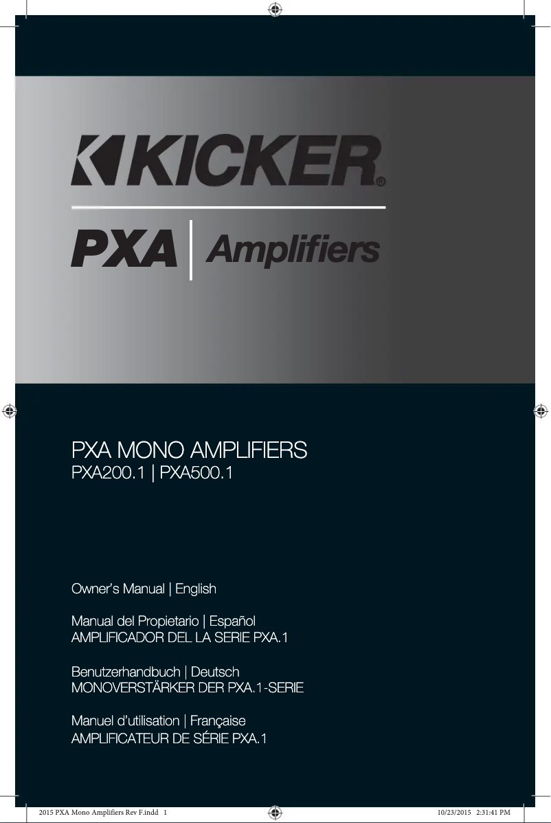 Page 1 de la notice Manuel utilisateur Kicker PXA200.1