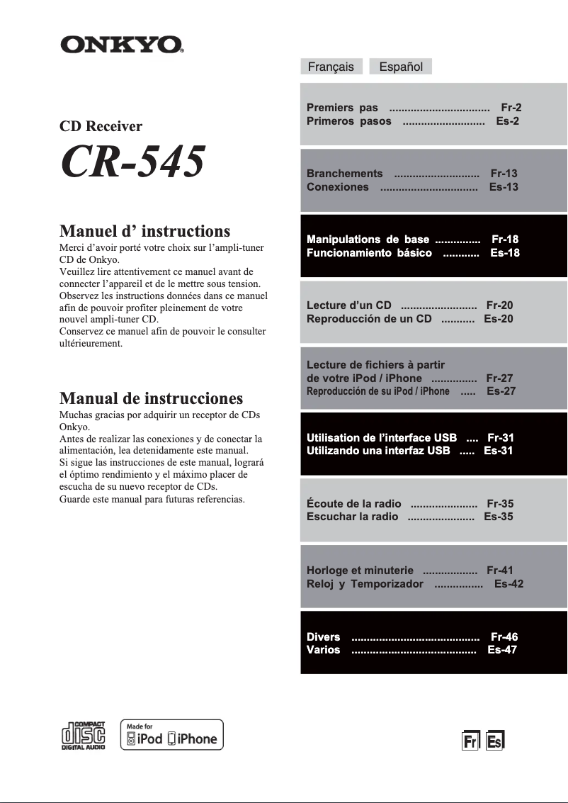 Page n°1 - Manuel utilisateur Onkyo CS-545