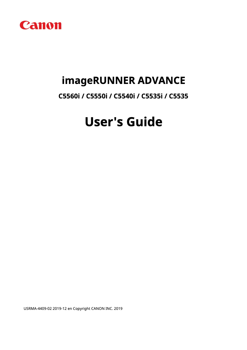 Page 1 de la notice Manuel utilisateur Canon imageRUNNER ADVANCE C5550i II