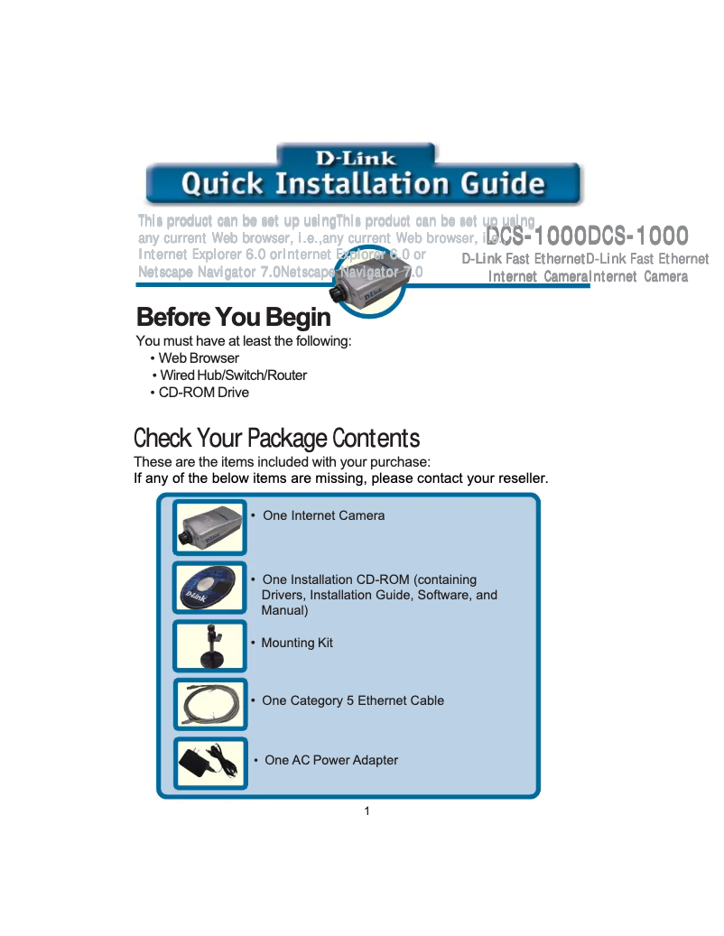 Image de la première page du manuel de l'appareil DCS-1000