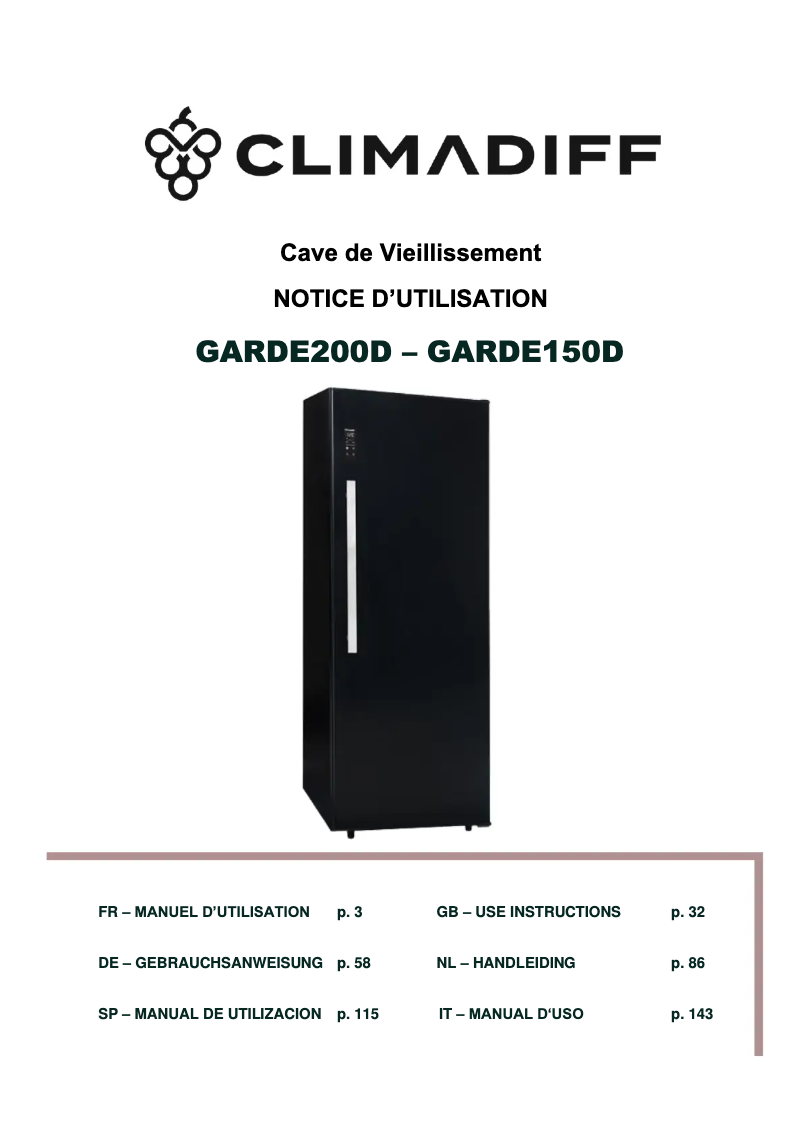 Image de la première page du manuel de l'appareil GARDE200D