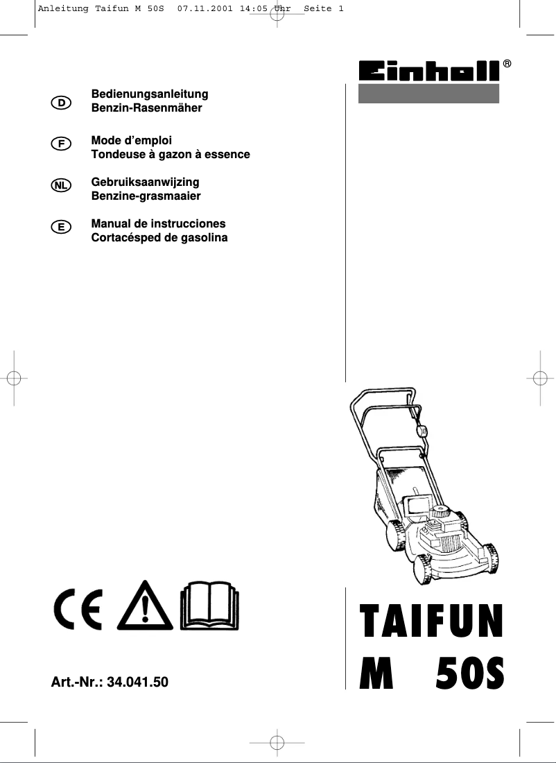 Page 1 de la notice Manuel utilisateur Einhell TAIFUN M 50S
