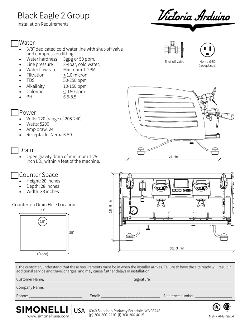 Page n°1 - Fiche technique Victoria Arduino Black Eagle