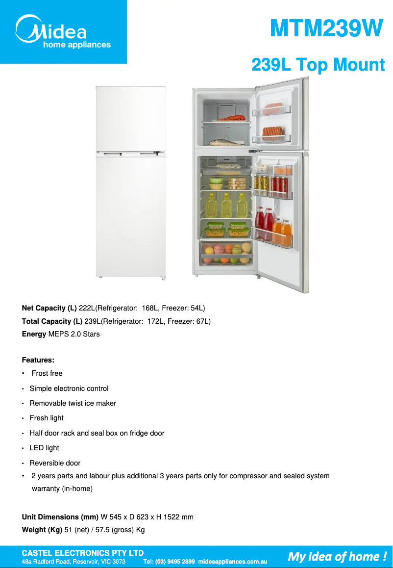 Image de la première page du manuel de l'appareil MTM239W