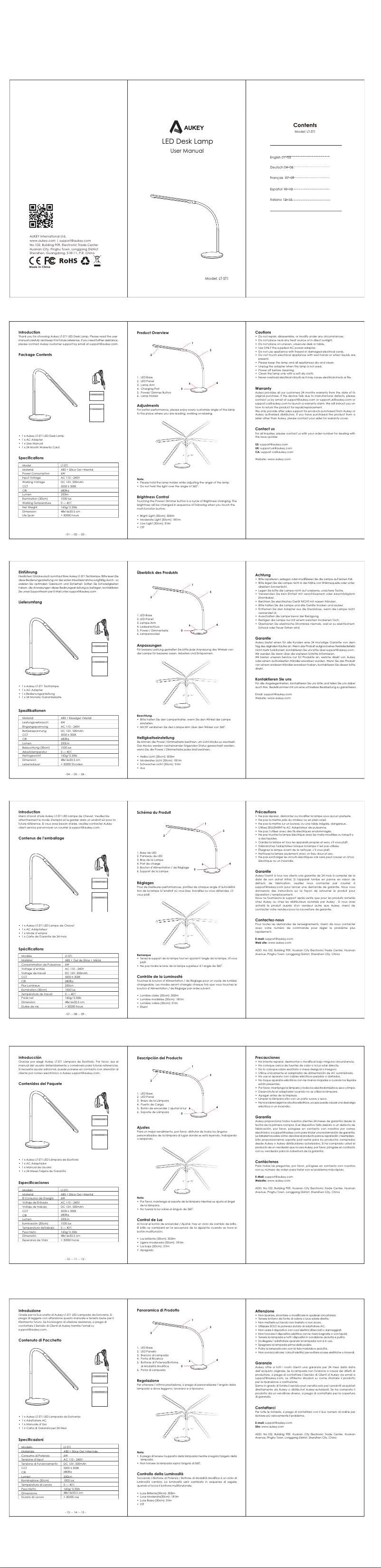 Page 1 de la notice Manuel utilisateur Aukey LT-ST1