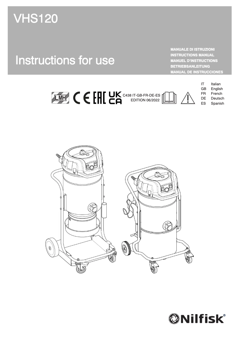 Page 1 de la notice Manuel utilisateur Nilfisk VHS120