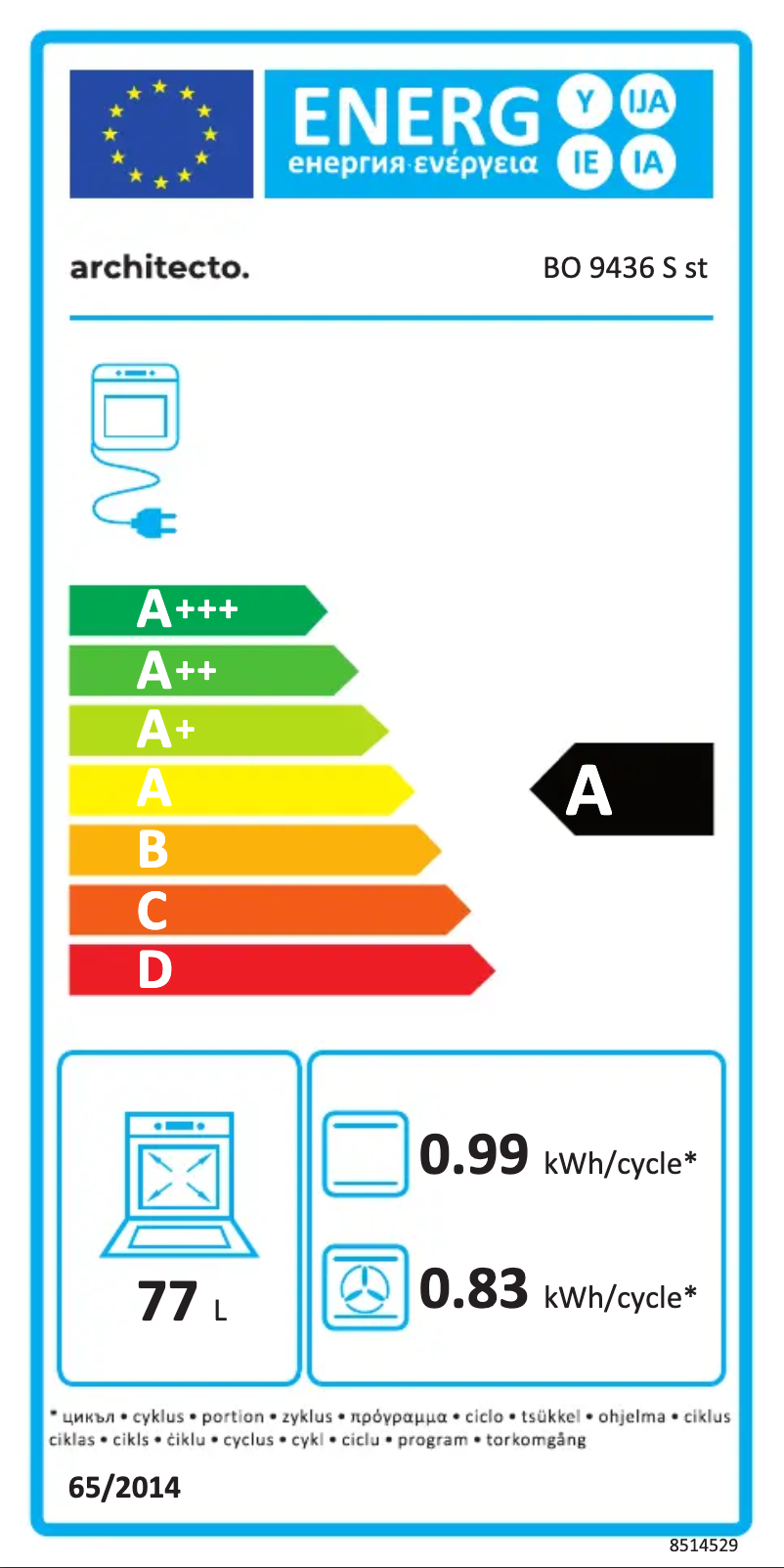 Page n°1 - Label énergétique Amica BO 9436 S st