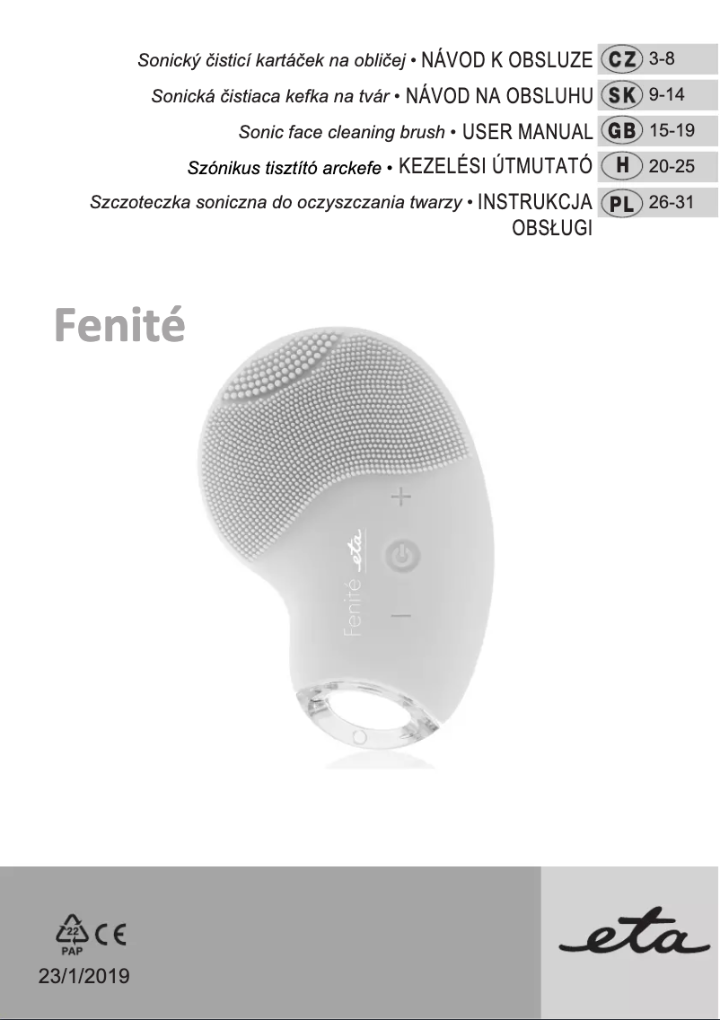 Page 1 de la notice Manuel utilisateur Eta Fenité 2352 90000