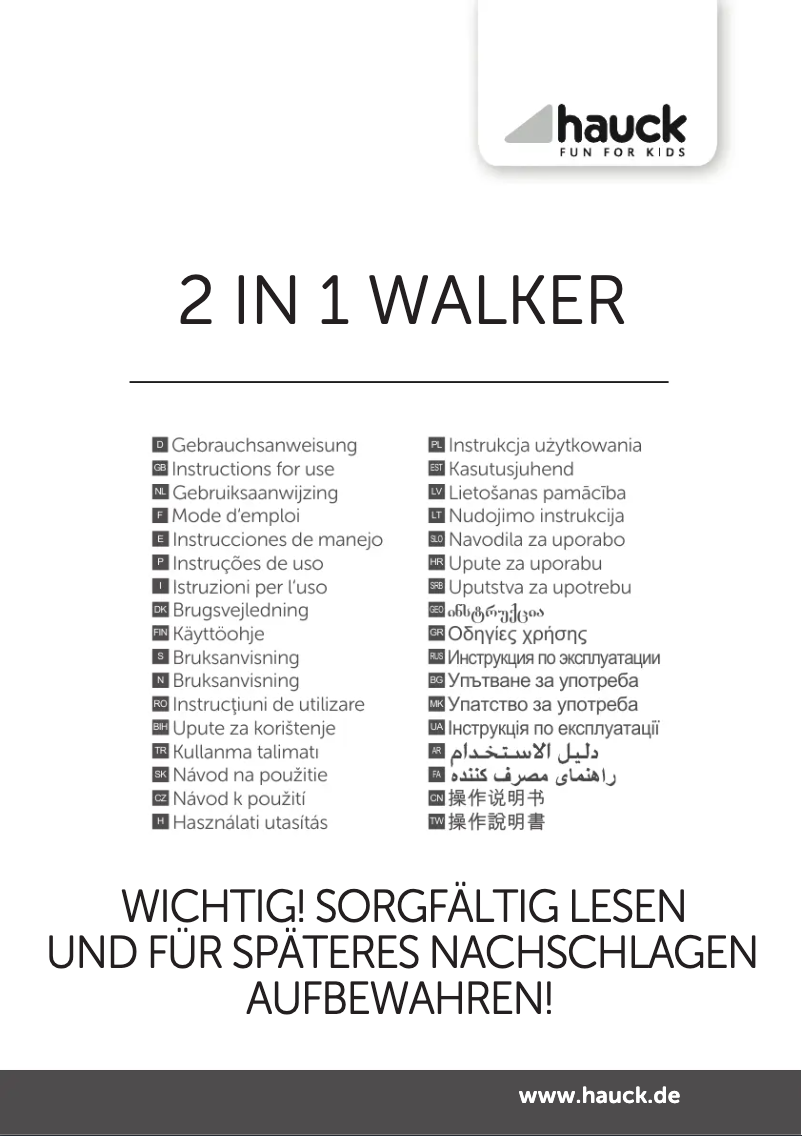 Image de la première page du manuel de l'appareil 2 in 1 Walker