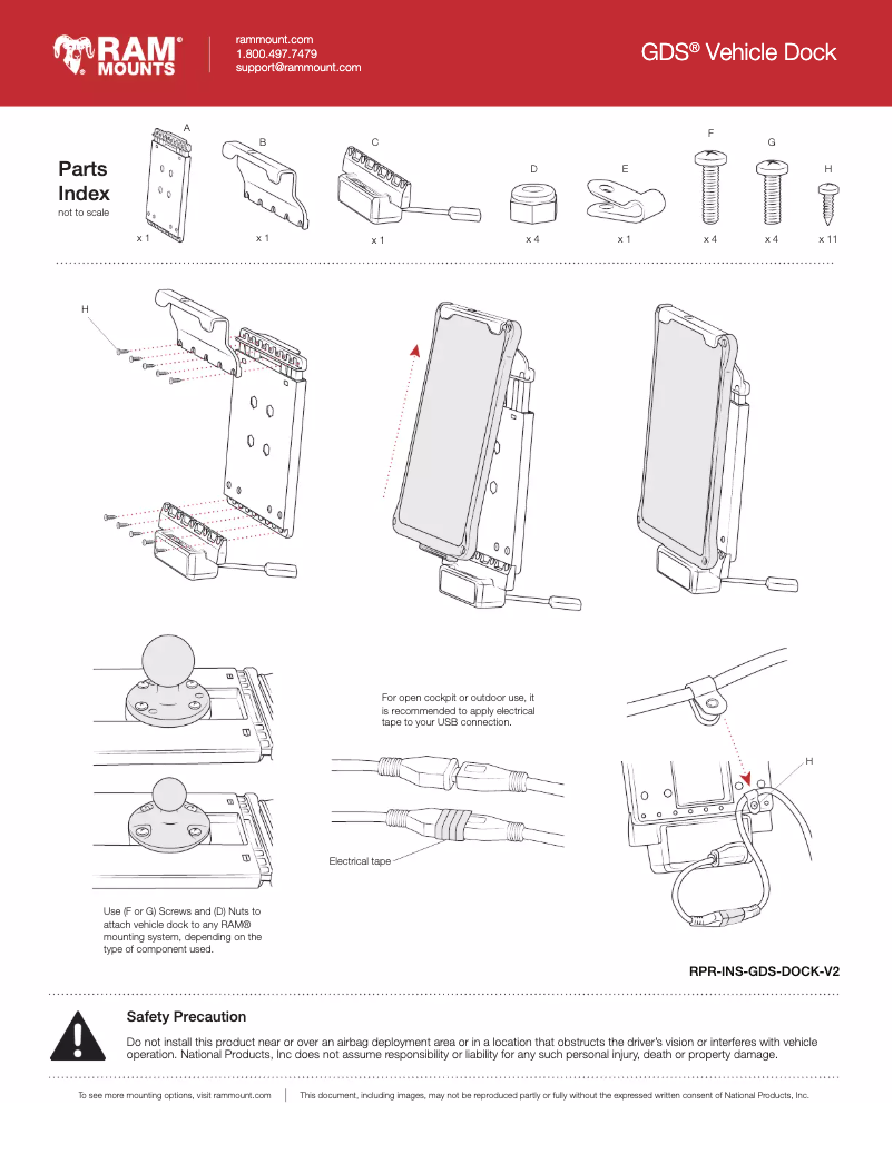 Page n°1 - Manuel utilisateur RAM Mount RAM-GDS-DOCK-V2-SAM27U