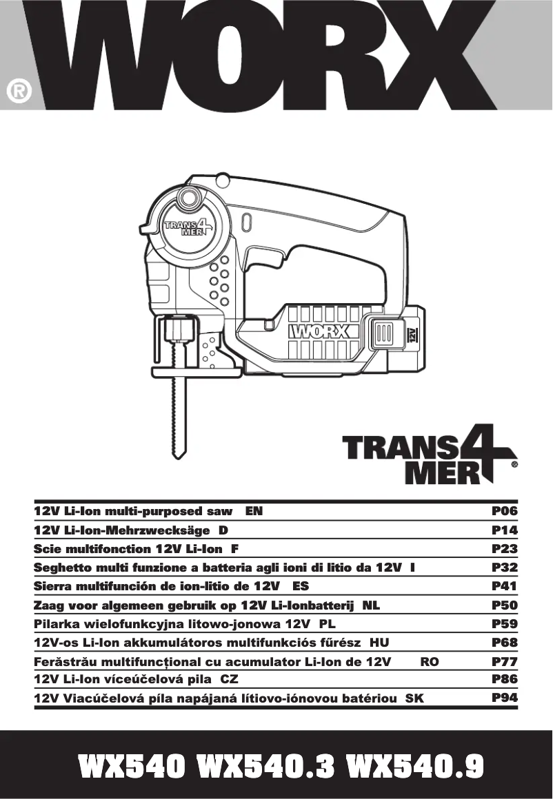 Page 1 de la notice Manuel utilisateur Worx WX540