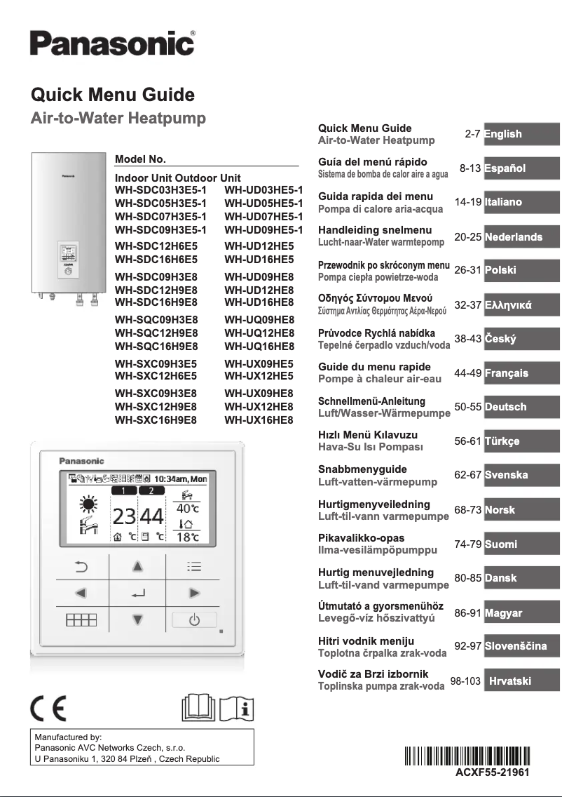 Page n°1 - Manuel utilisateur Panasonic WH-SQC09H3E8
