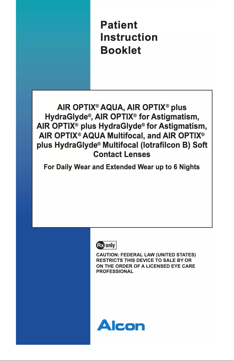 Página 1 del manual Manual de usuario Alcon Air Optix plus HydraGlyde