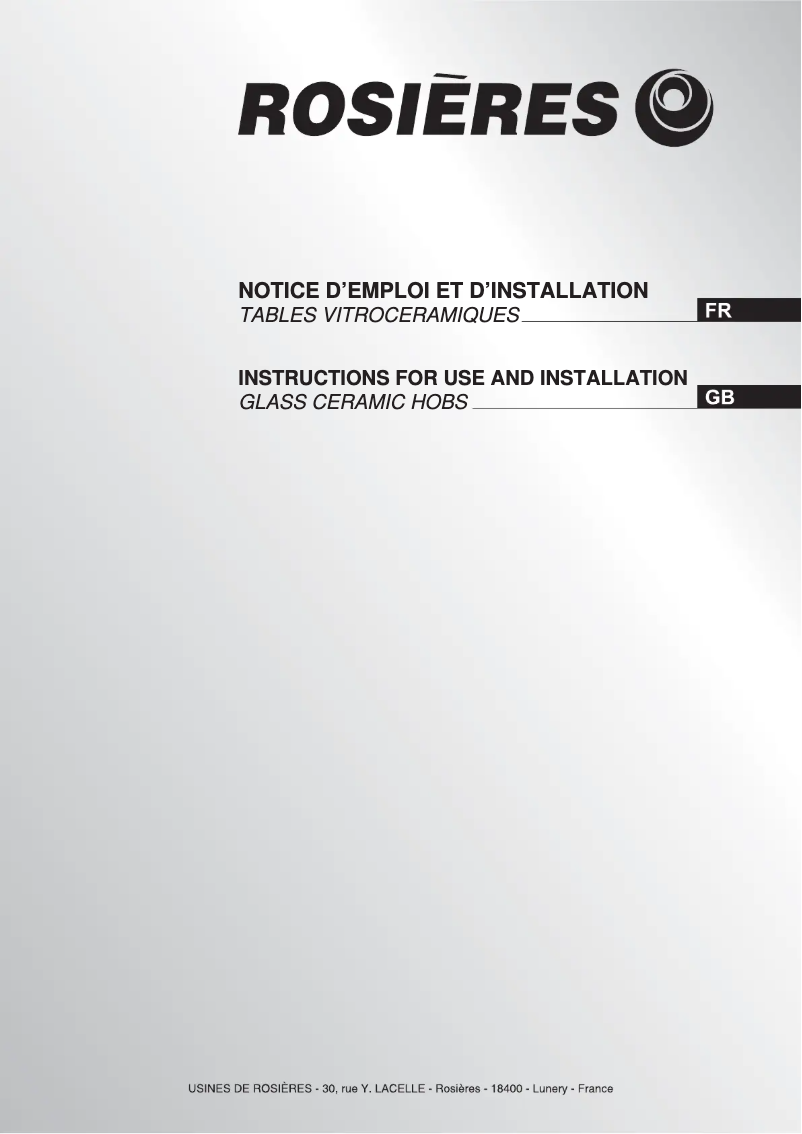 Page 1 de la notice Manuel utilisateur Rosieres RVEF 64 IN