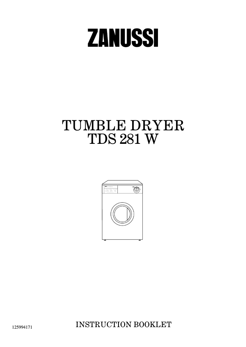 Page n°1 - Manuel utilisateur Zanussi TDS 281 W