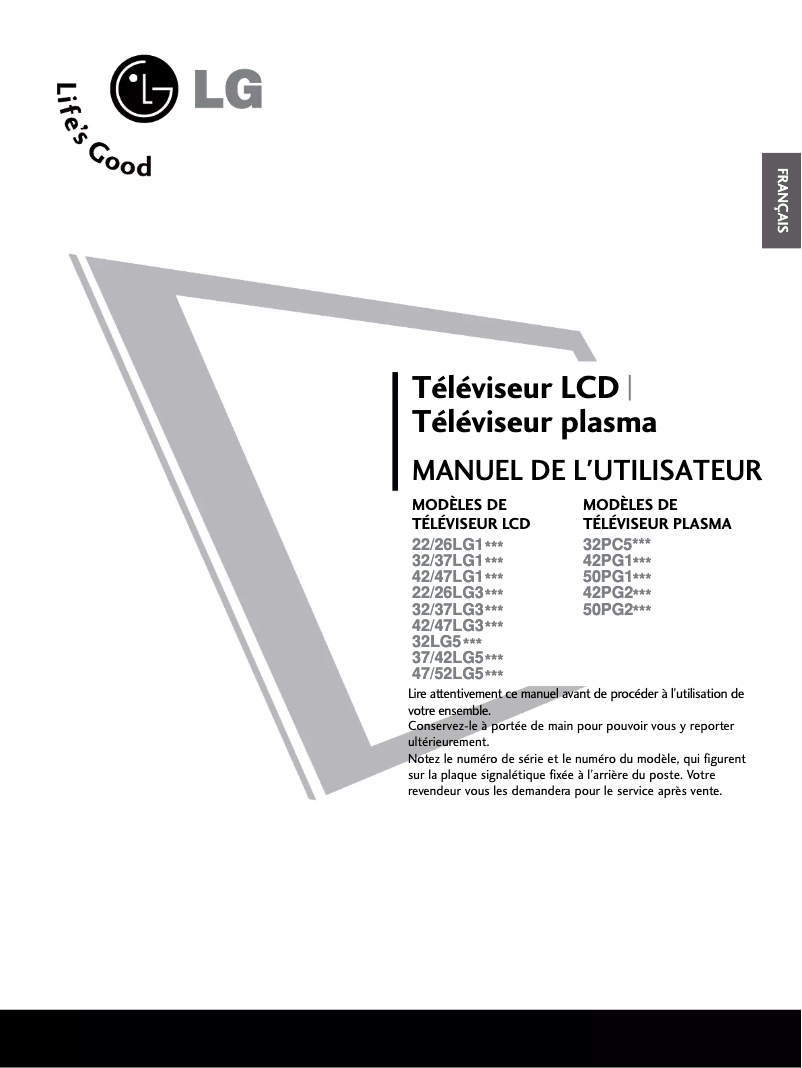 Page 1 de la notice Manuel utilisateur LG 3233R