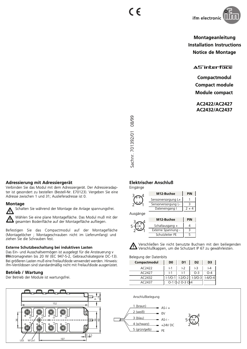 Page 1 de la notice Manuel utilisateur IFM AC2437