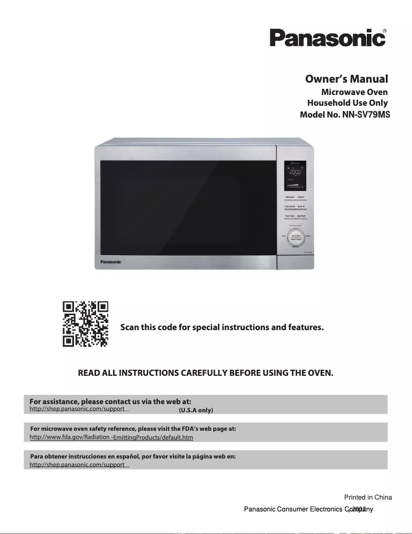 Image de la première page du manuel de l'appareil NN-SV79MS