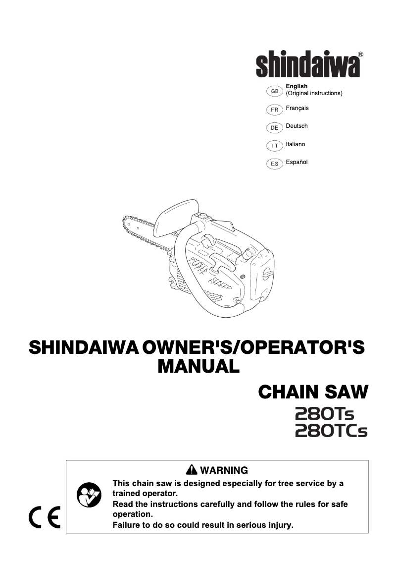 Página 1 del manual Manual de usuario Shindaiwa 280TCS
