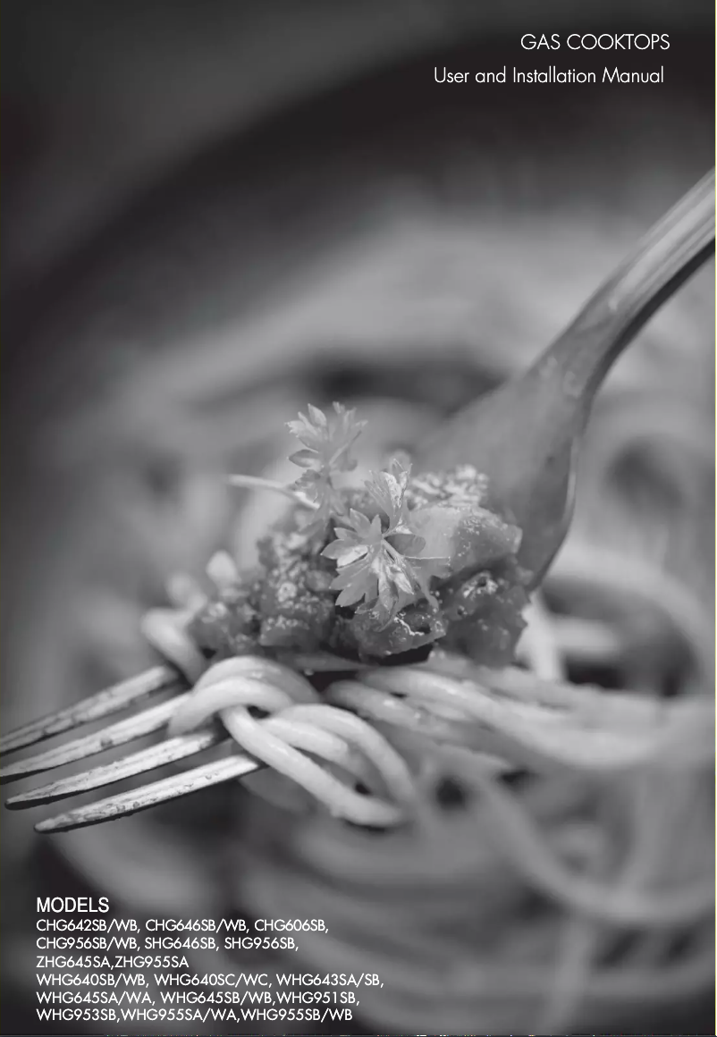 Page n°1 - Manuel utilisateur Westinghouse WHG640SC