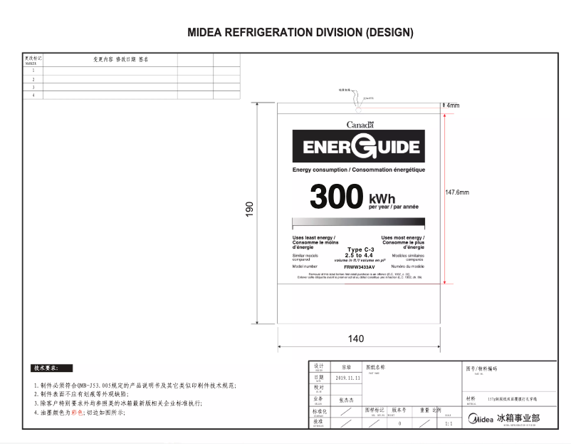 Página 1 del manual Etiqueta energética Frigidaire FRWW3433AV