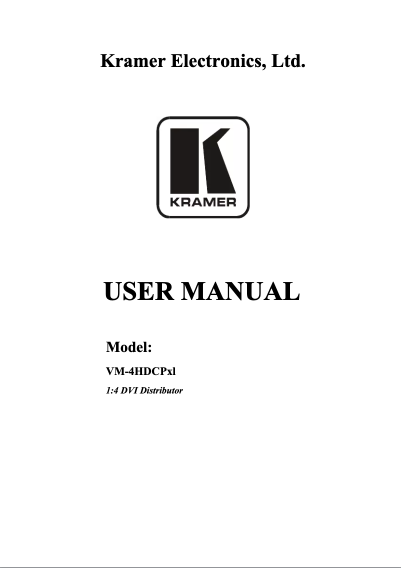 Page n°1 - Manuel utilisateur Kramer VM-4