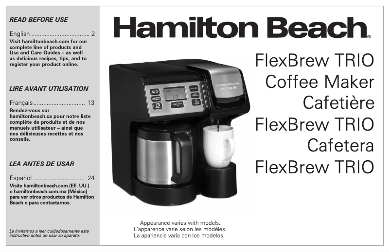 Page 1 de la notice Manuel utilisateur Hamilton Beach FlexBrew 49920