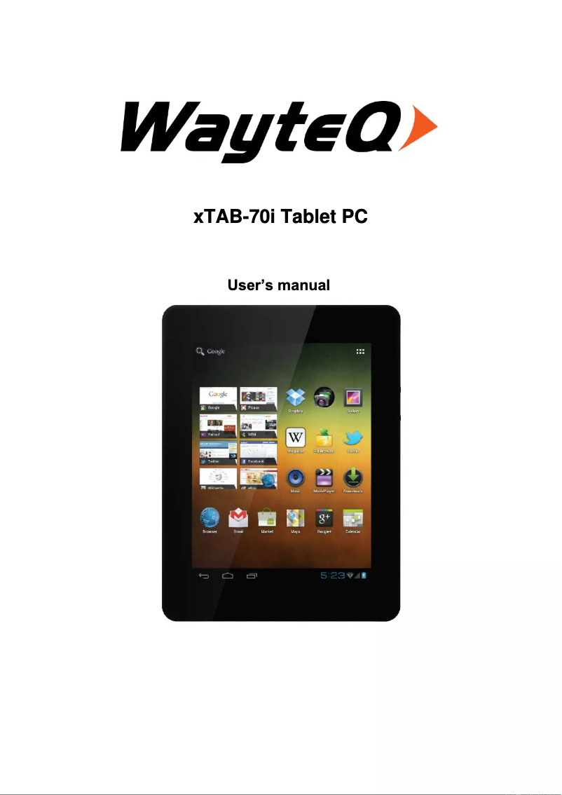 Image de la première page du manuel de l'appareil XTab 70 I