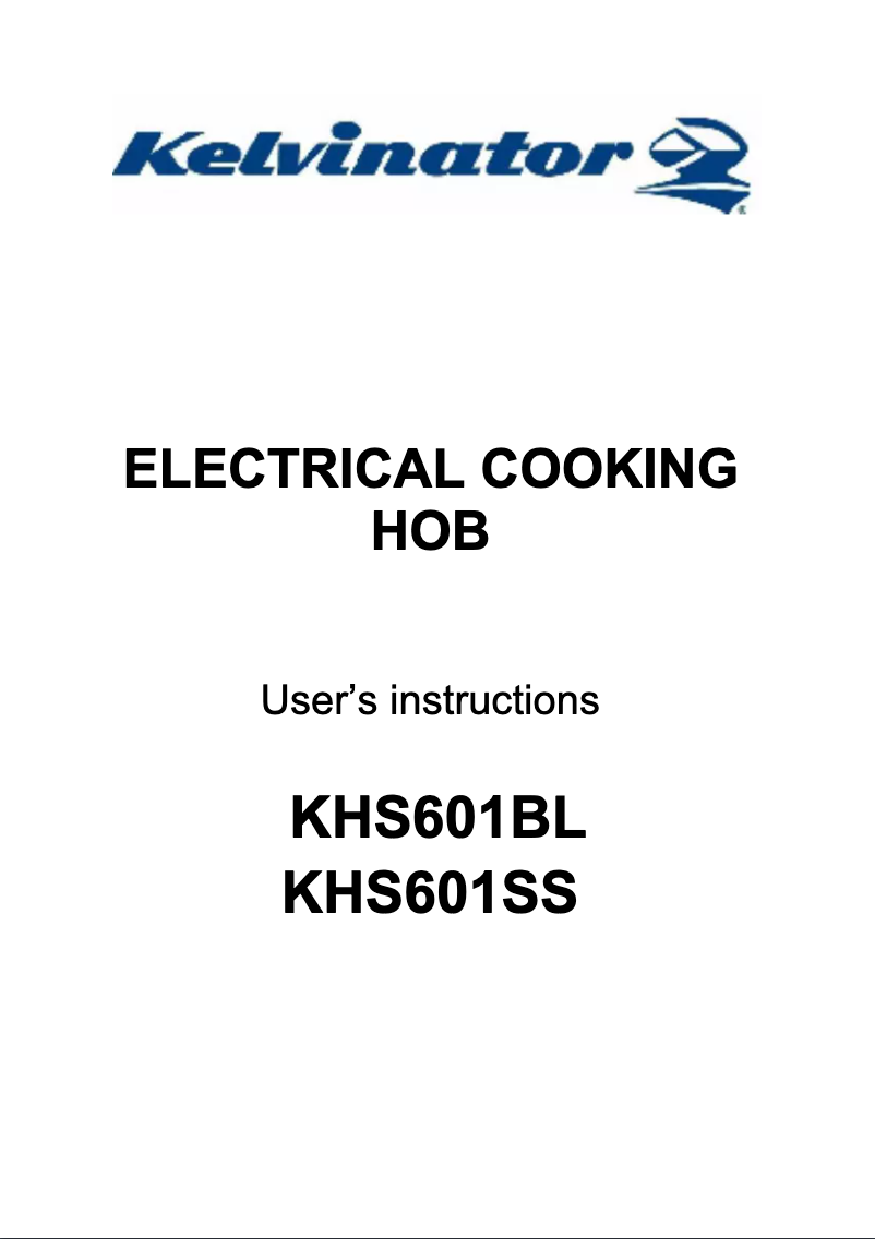 Image de la première page du manuel de l'appareil KHS601SS