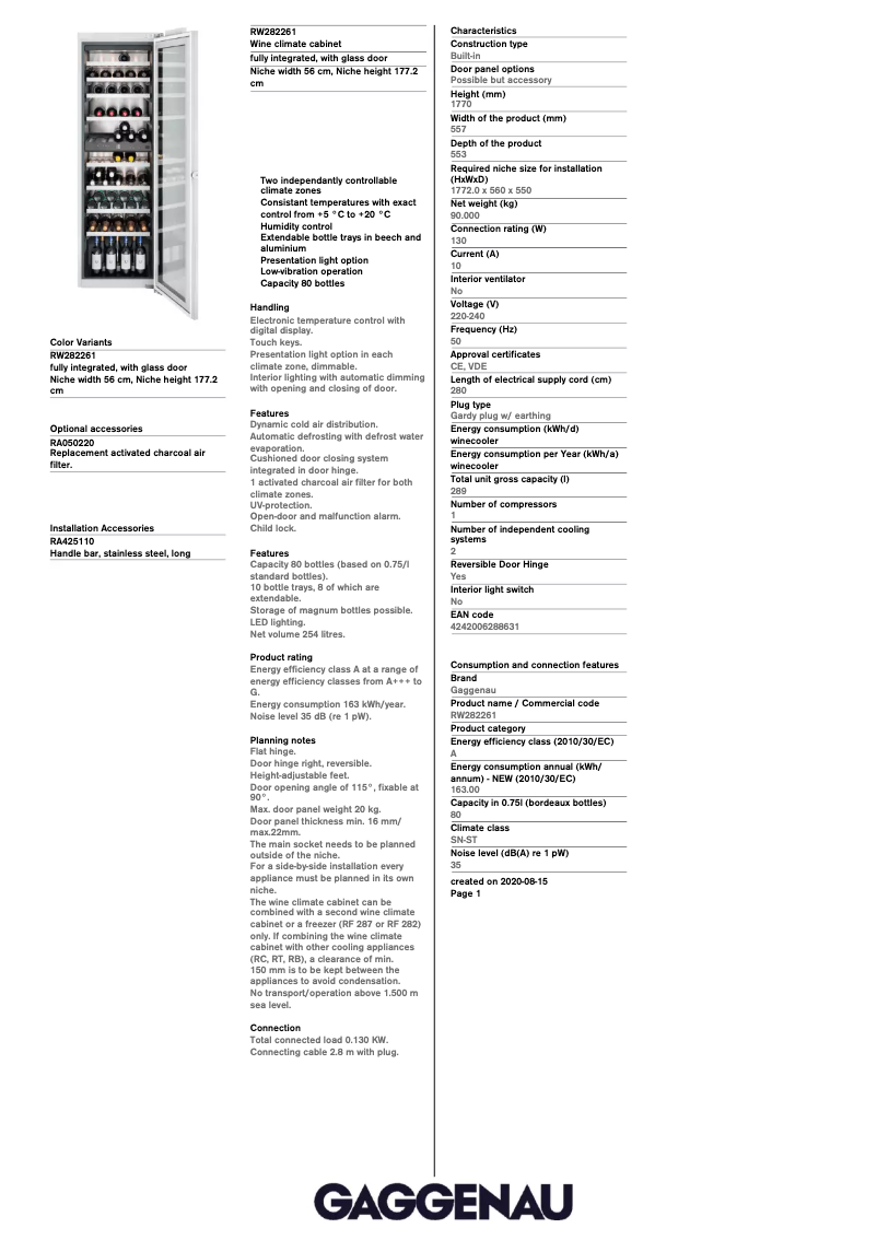 Page n°1 - Manuel utilisateur Gaggenau RW282261