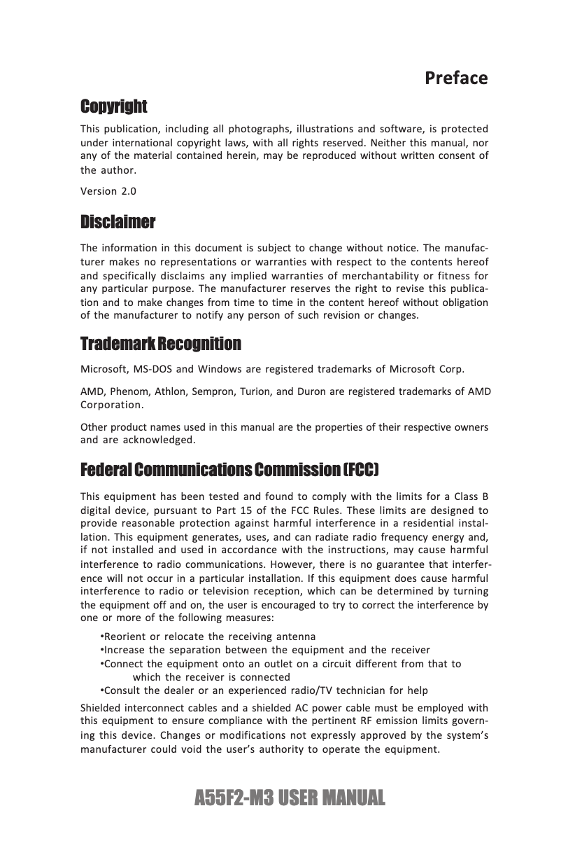 Image de la première page du manuel de l'appareil A55F2-M3