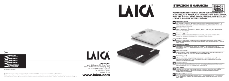 Page 1 de la notice Manuel utilisateur Laica PS7003