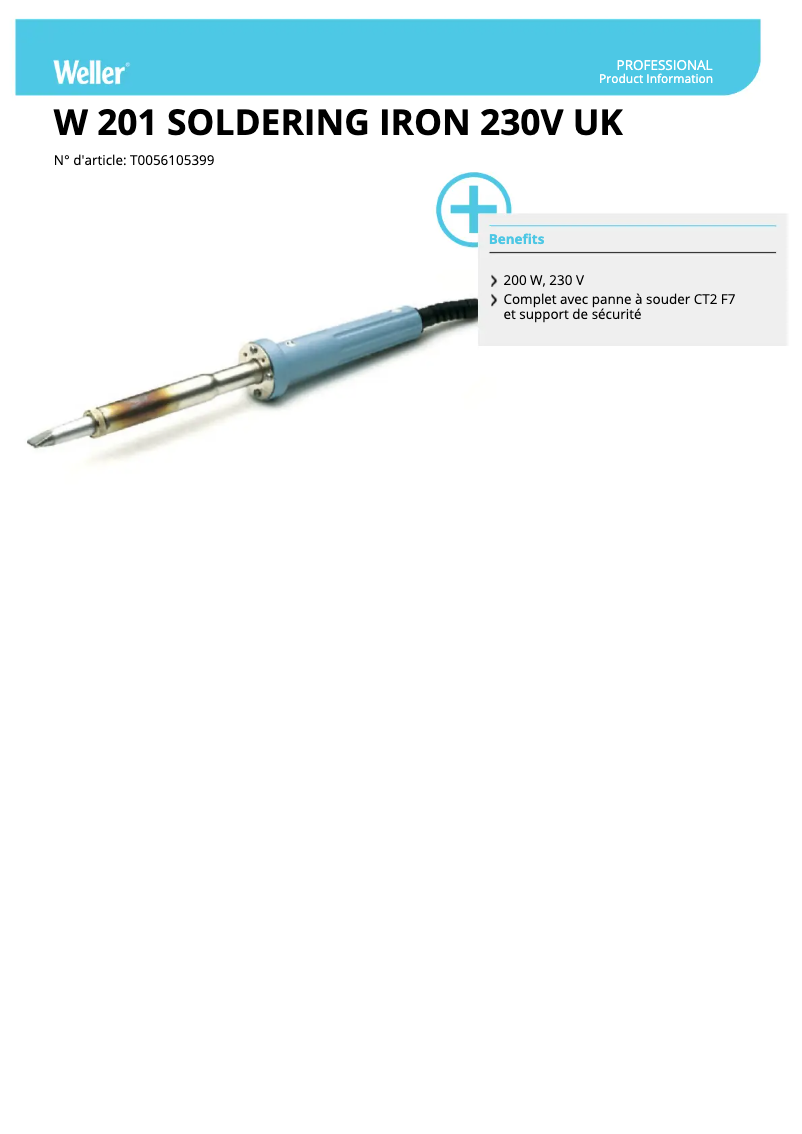 Page n°1 - Fiche technique Weller W 201