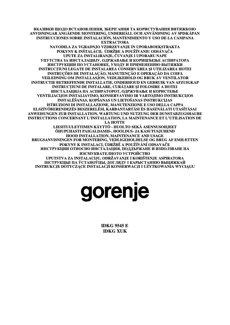 Page 1 de la notice Manuel utilisateur Gorenje IDKG9545XUK