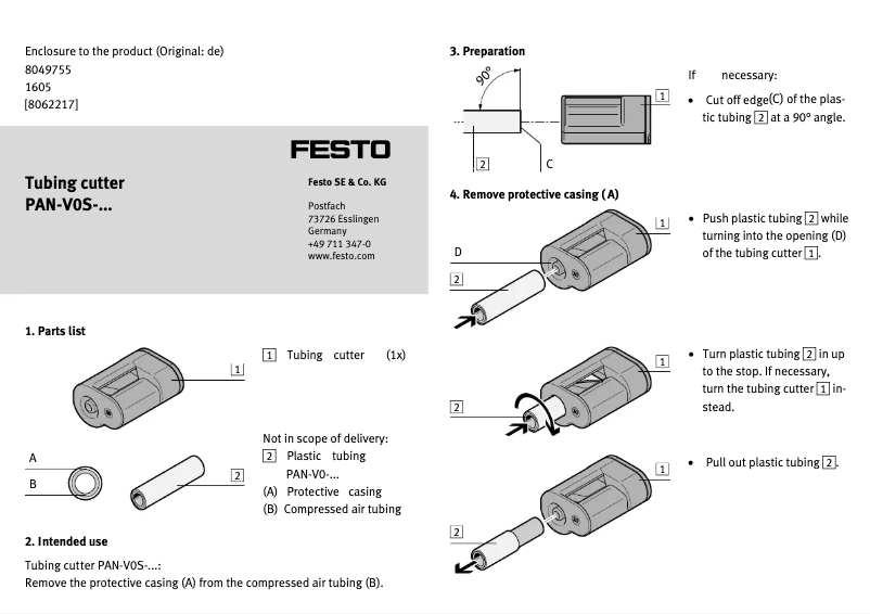 Page n°1 - Manuel utilisateur Festo PAN-V0S-12