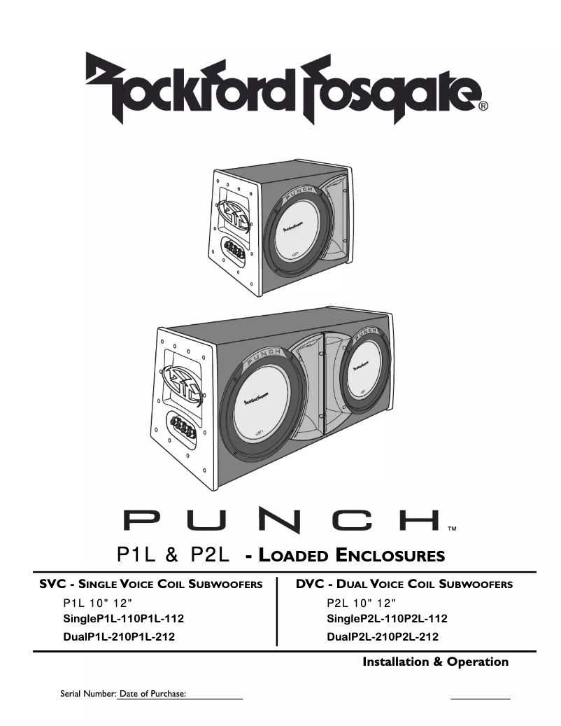 Page n°1 - Manuel utilisateur Rockford Fosgate Punch P1L-112