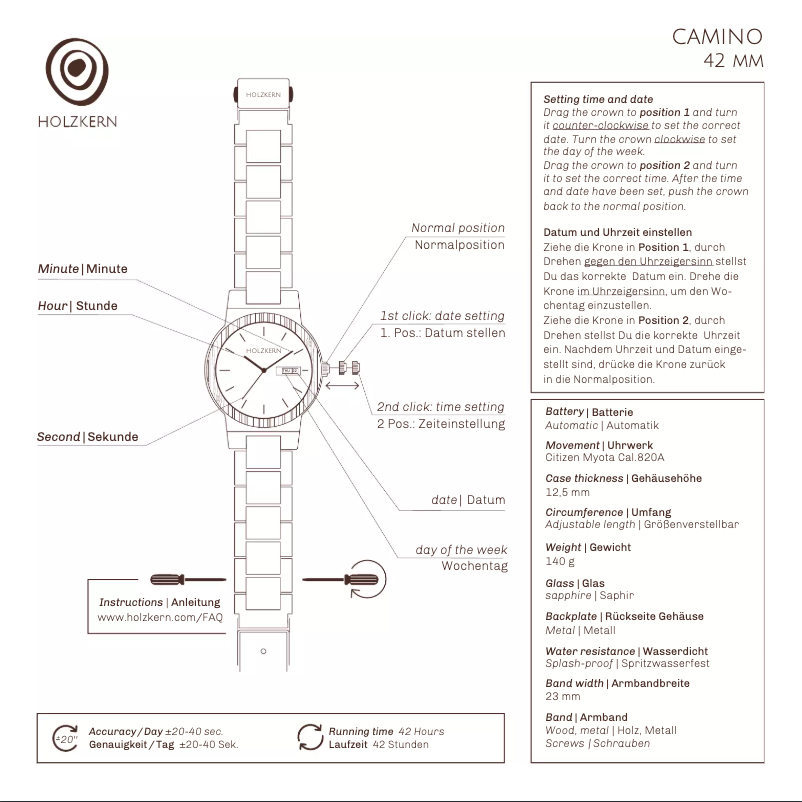 Page 1 de la notice Manuel utilisateur Holzkern Finisterre