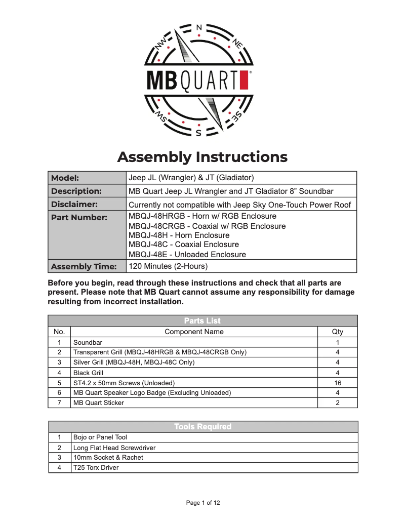 Image de la première page du manuel de l'appareil MBQJ-48C