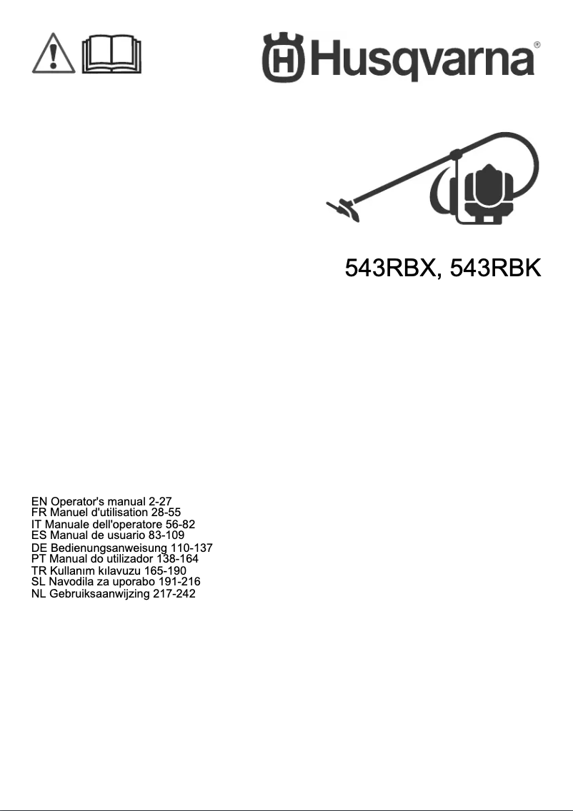 Page n°1 - Manuel utilisateur Husqvarna 543 RBX