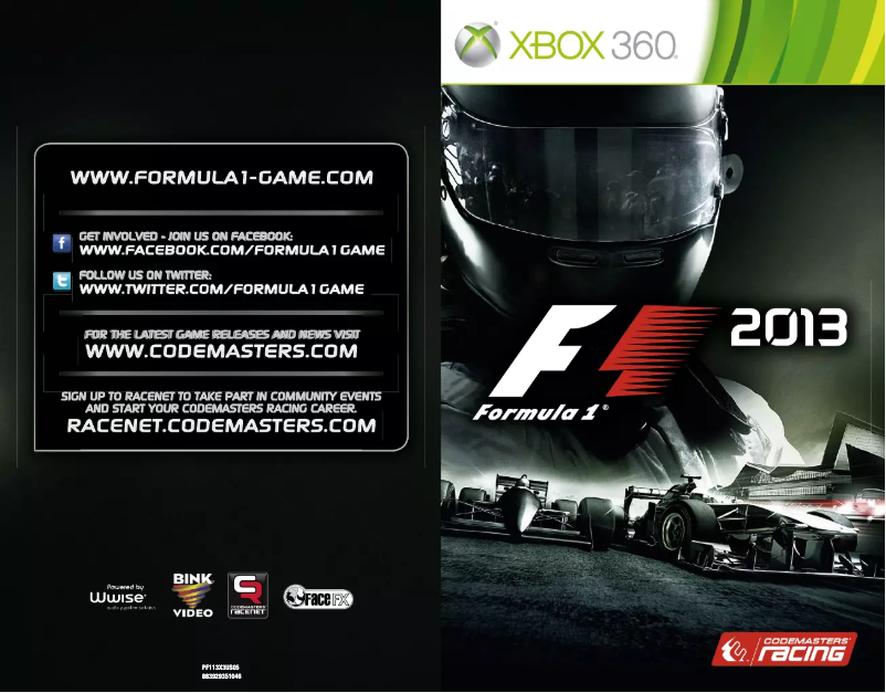 Page n°1 - Manuel utilisateur Warner Bros F1 2013 (Xbox 360)